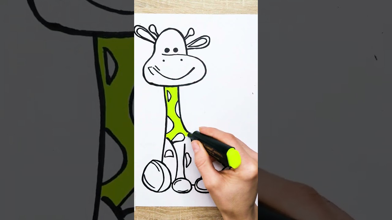 How to DRAW a cute giraffe EASILY | Drawing lesson step by step for kids and toddlers cute giraffe
