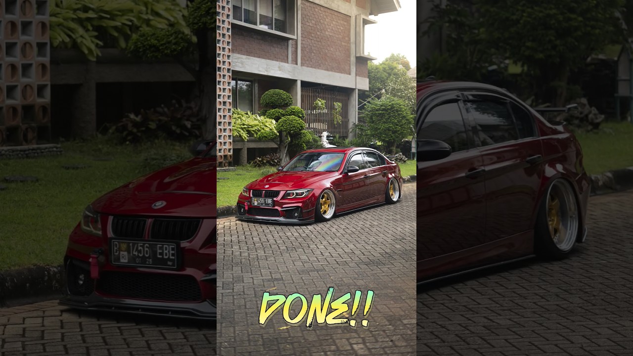 done bmw e90 install airsuspension, repaint full body, wide body, fitment correction by akasia motor