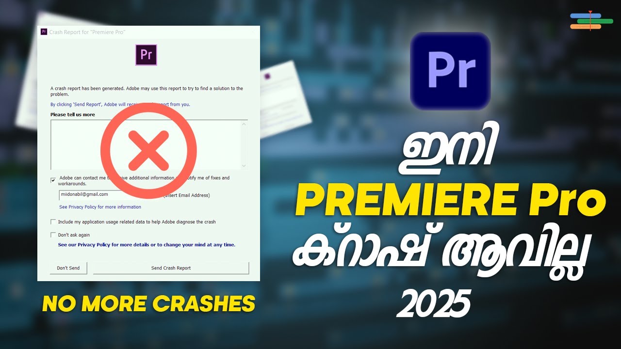 How to FIX Premiere Pro Crash Malayalam | Fix Crash Report Error in ...