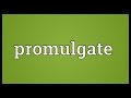 Promulgate meaning