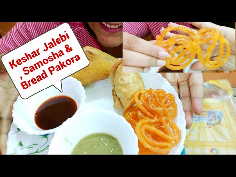 ASMR: Keshar Jalebi || Samosha || Bread Pakoda || ASMR Mukbang