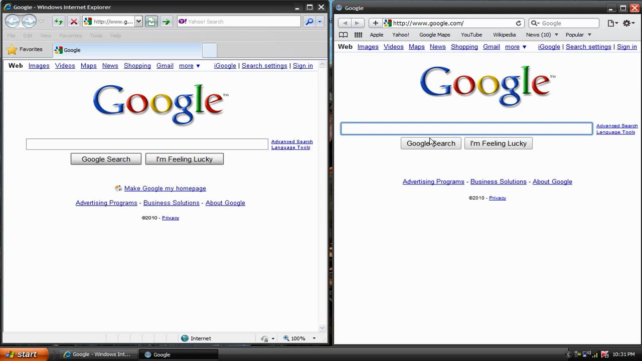 internet explorer with safari