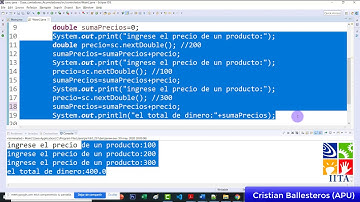 practica uso de acumuladores y contadores en JAVA EJEMPLO 2
