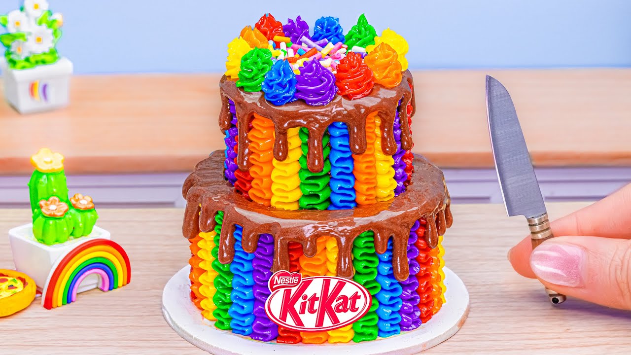 Mini Rainbow Cake Decorating🌈Delicious Miniature Rainbow Chocolate ...