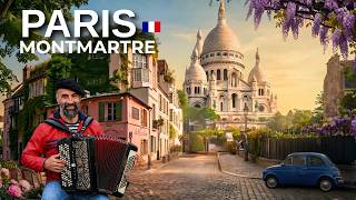 Walking Montmartre Paris 🇫🇷| Vibrant Spring Cafés, Street Musicians &amp; Iconic Views Sacré-Cœur 4K.
