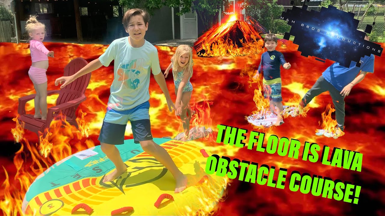 The FLOOR Is LAVA OBSTACLE COURSE Challenge!!!