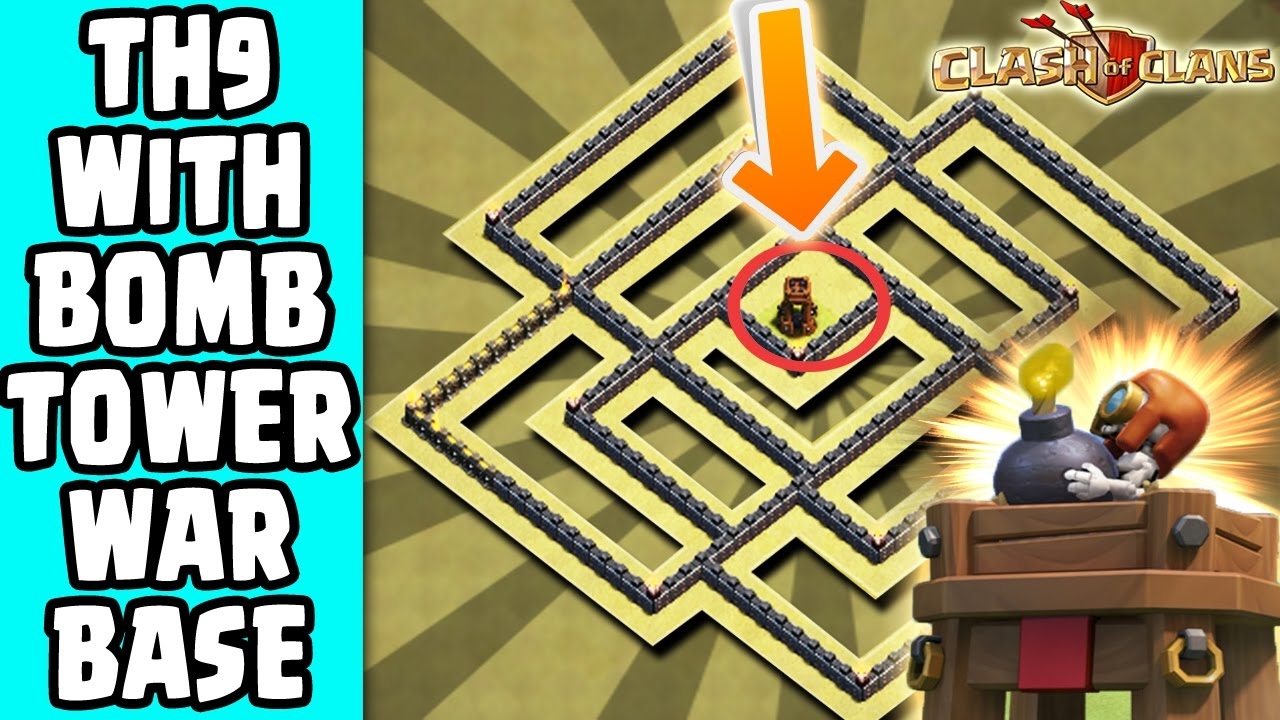 TH9 BASE WITH BOMB TOWER | TH9 WAR BASE | TH9 ANTI 3 STAR BASE