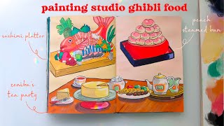 painting Studio Ghibli food II 🍣🍑🍰 #gouache