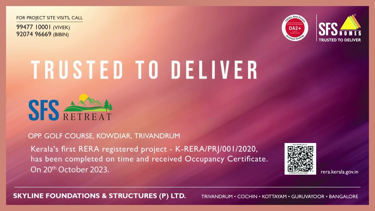 SFS RETREAT, the Kerala's first RERA registered project by SFS Homes