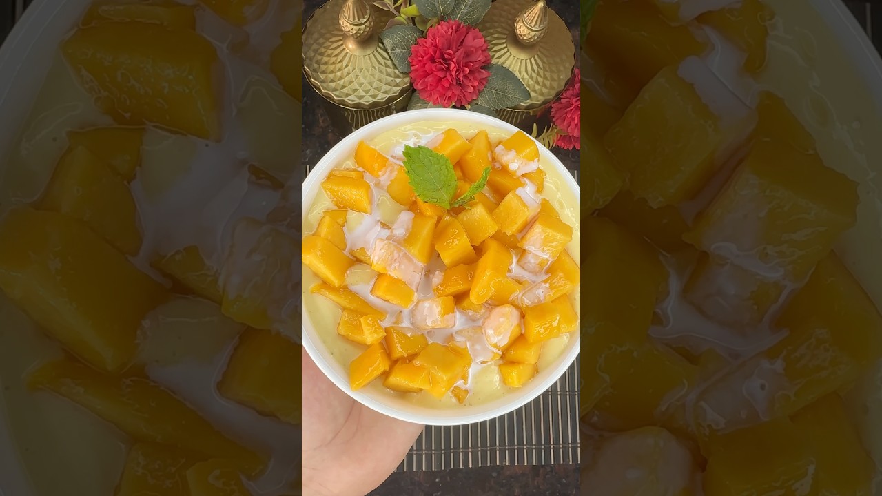 "Cool Down with This Creamy Mango Punch - The Ultimate Summer Dessert Recipe!"mango pudding