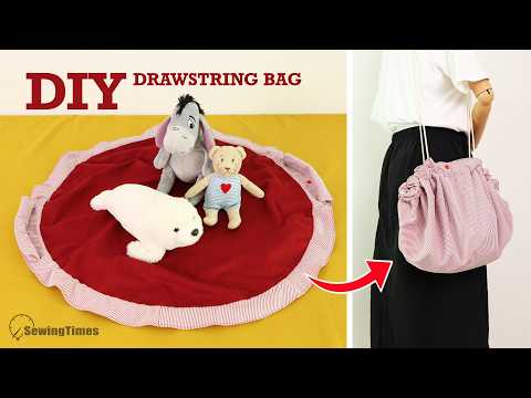DIY Circle Drawstring Bag | From Floor Mat to Shoulder Sling Organizer