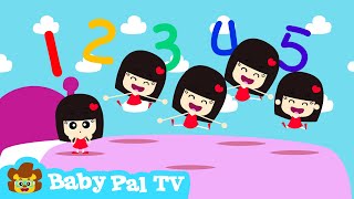Five Little Girls Jumping On The Bed Red Dresses Girl Videos For Kids Baby Pal Tv
