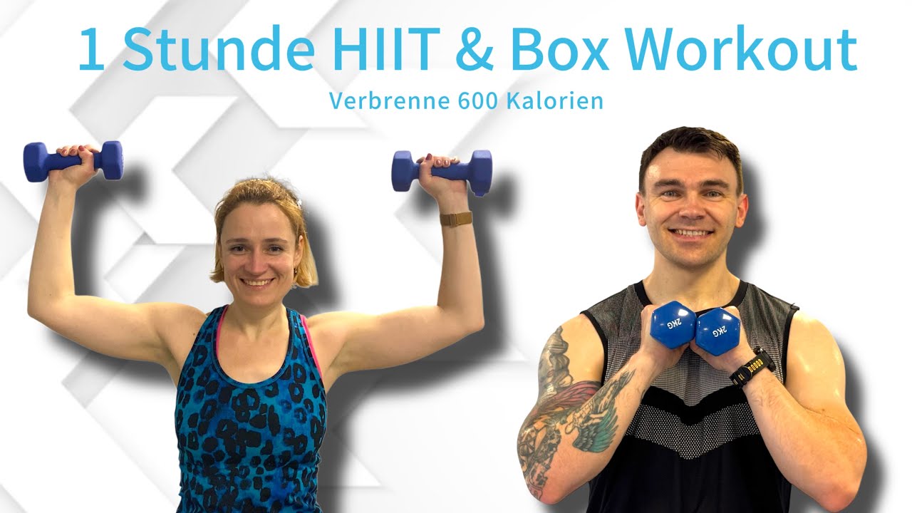 1 Stunde HIIT Workout 50/10 | Functional & Boxtraining | Mit & Ohne Hanteln | 130 BPM