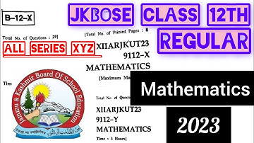 Jkbose Class 12th regular 😊 mathematics paper 2023 👍 #jkbose
