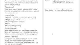 Year 1 term 3-2 Week 5 Day 1 the Great Outdoors writing a glossary