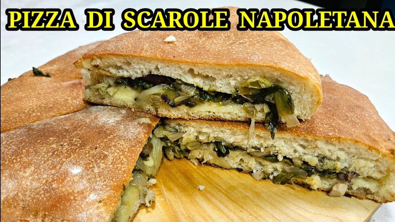 PIZZA RIPIENA CON SCAROLE NAPOLETANA-Impasto fatto a mano-stesura senza stampo-senza matterello 