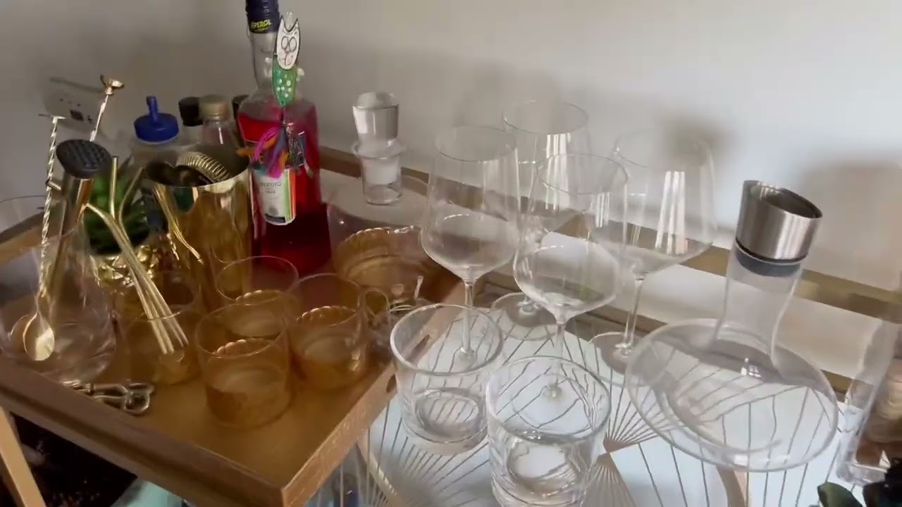 RiteSune Gold Barwagen, moderner Weinwagen mit Rädern, Hausbar Servierwagen Testbericht