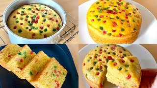 Eggless vanilla sponge cake recipe|Tutti-frutti cake| No Condensed Milk , No Oven , No Milk Powder