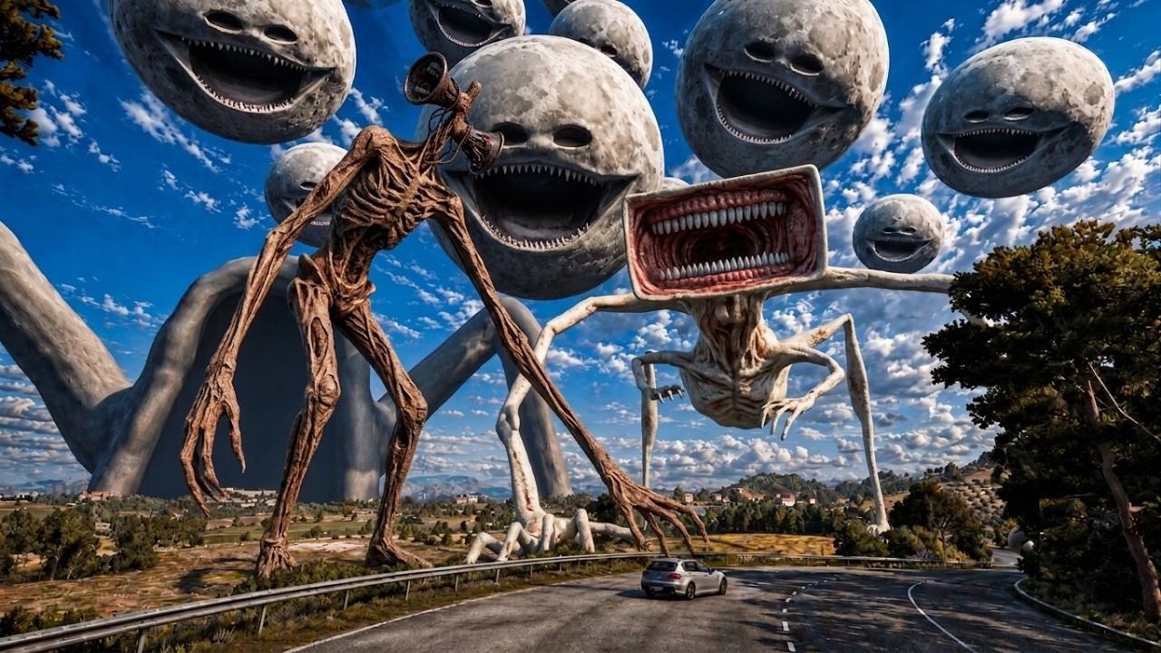 SIREN HEAD, MEGAHORN, MOON WAKE UP & SEA EATER IS CHASING ME