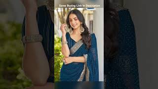 Siril Womens Georgette Hot Fixing Stone Work Saree With Unsched Blouse Piece.