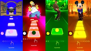Shaun The Sheep vs Homer Simpson vs Mr Bean vs Mickey Mouse - Tiles Hop EDM Rush screenshot 1