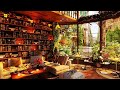 Happy spring morning  relaxing sweet jazz music in bookstore cafe ambience for work study relax