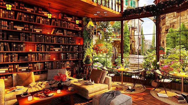 Happy Spring Morning & Relaxing Sweet Jazz Music in Bookstore Cafe Ambience for Work, Study, Relax