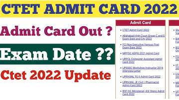 Ctet Admit Card 2022|ctet exam date 2022|ctet exam 2022 latest news|ctet 2022 exam date