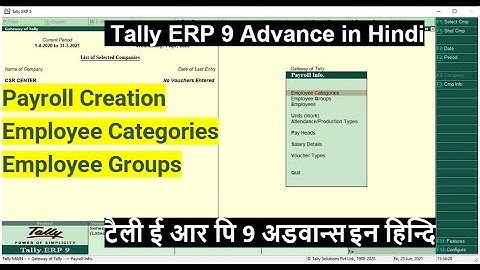 #13 Tally ERP 9 Advance payroll Creation/How to Create payroll/ Employee Categories/ Employee Groups