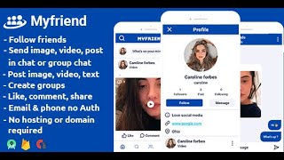 Myfriend - friends, groups, chat, post social networking app demo - android studio - firebase screenshot 3