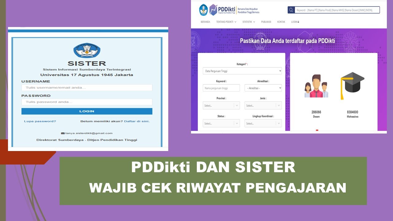 TUTORIAL MENGECEK RIWAYAT PENGAJARAN DI PDDIKTI DAN SISTER (SESUAI ATAU