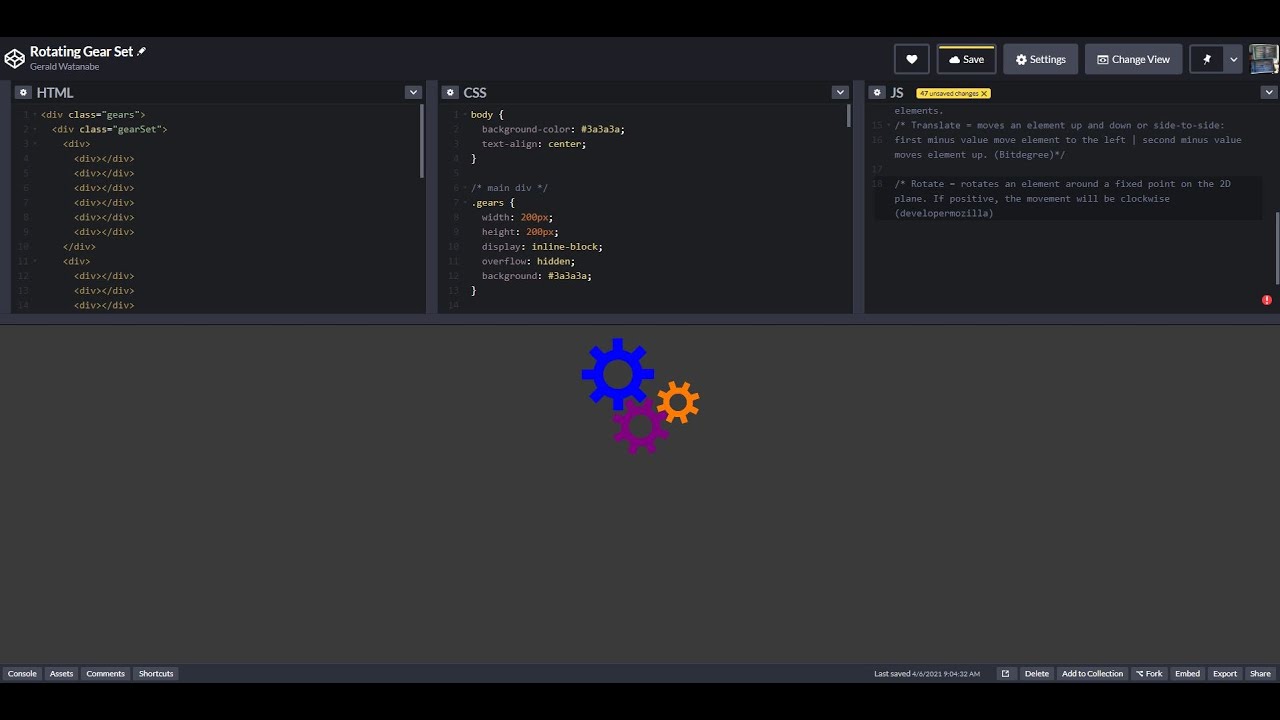 Build A Rotating GearSet With CSS - YouTube