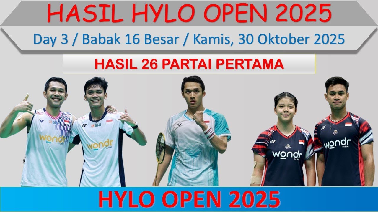 Hasil Hylo Open 2025 Hari Ini │ Day 3 / Babak 16 Besar │ 3 Wakil ...