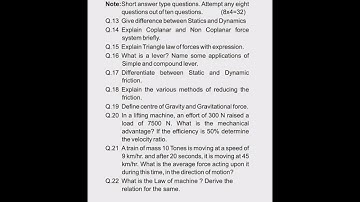 #HSBTE Diploma 2nd Semester Common for all Branches Sample paper of Applied Mechanics July 2023