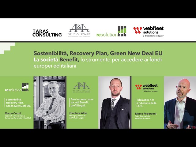 Sostenibilità, Recovery Plan, Green New Deal EU - Come accedere ai fondi europei ed italiani