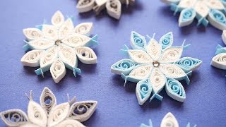 ふわり。画用紙で雪の結晶オーナメント作り。　diy craft paper quilling snowflake ornaments