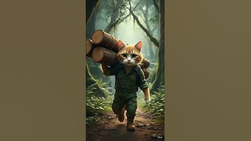 The cat who build a bridge in jungle || Ai cat video || #short