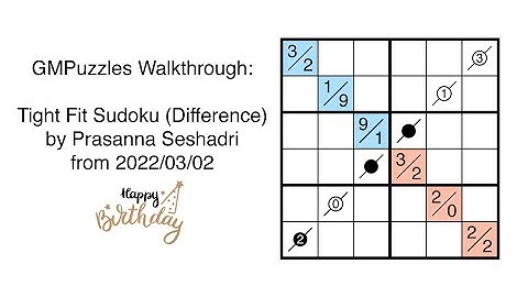 GMPuzzles - 2022/03/02 - Tight Fit Sudoku (Difference) by Prasanna Seshadri