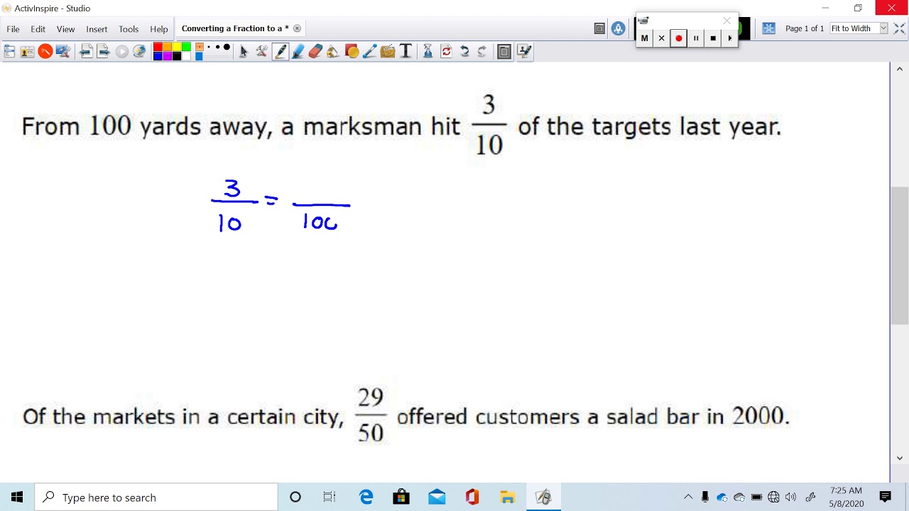 Converting a Fraction to a Percentage Real World Situation - YouTube
