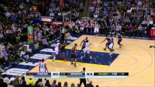 James Johnson drills a huge triple of a great pass from Conley Jr. - Suns @ Grizzlies 10-1-14