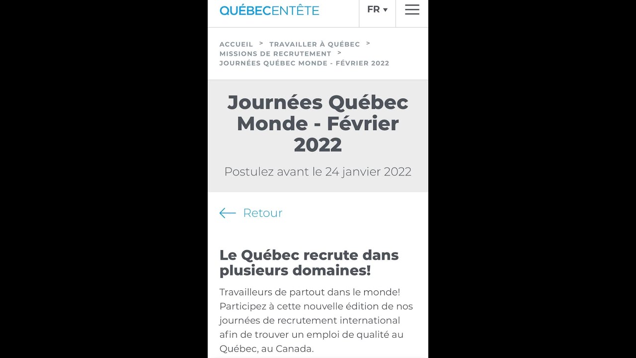 OPPORTUNITÉ, Recrutement international Québec entre 300 et 400 postes à combler. Comment faire