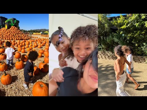 Kylie Jenner Takes her Kids Stormi & Aire Webster at Pumpkin Patch
