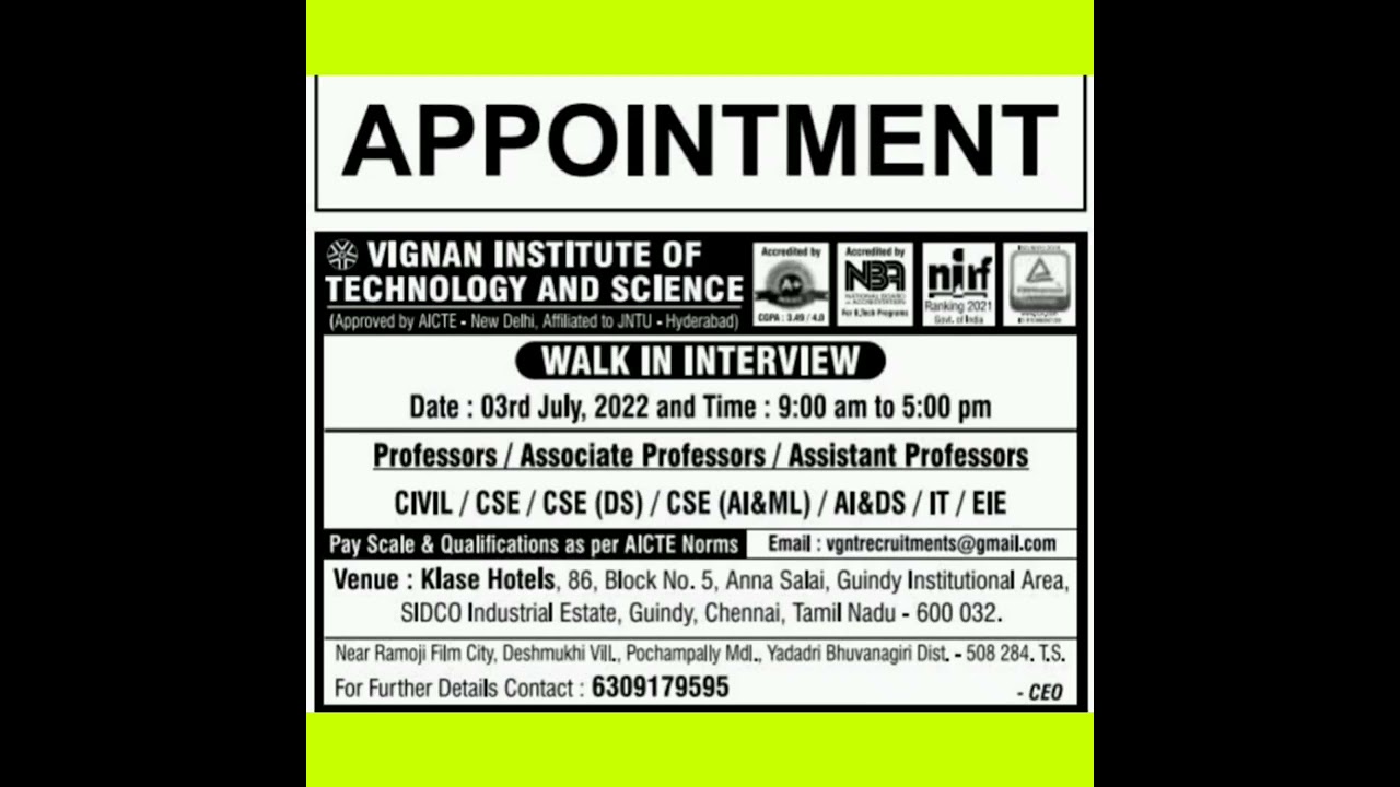 Tamil Nadu Engineering College Teaching jobs