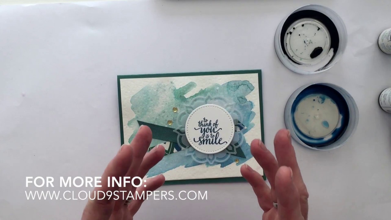 watercolor alcohol background by Cloud 9 Stampers, Lynsay Mahon