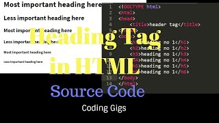 How to write heading in HTML5 | 2020  | Heading tag H1 to H6  | HTML Heading Tag | Coding Gigs