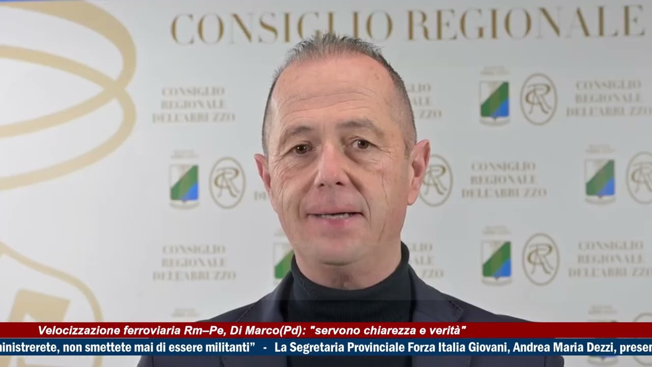 Velocizzazione ferroviaria Rm-Pe, Di Marco(Pd): 
