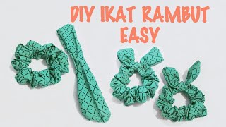 DIY IKAT RAMBUT || tutorial membuat ikat rambut simple model kuping kelinci Hairbands (Scrunchie)?#7