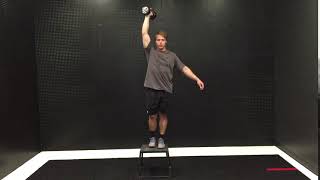 Dumbbell Single-Arm Contralateral Overhead Step-Down