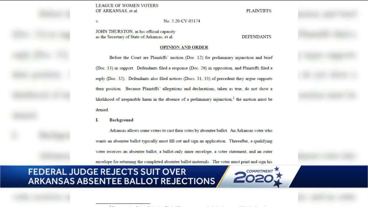 Judge rejects suits over Arkansas absentee ballot rejections YouTube