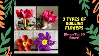 How to make 3D Quilling Flower | Top #3 Quilling Flower designs